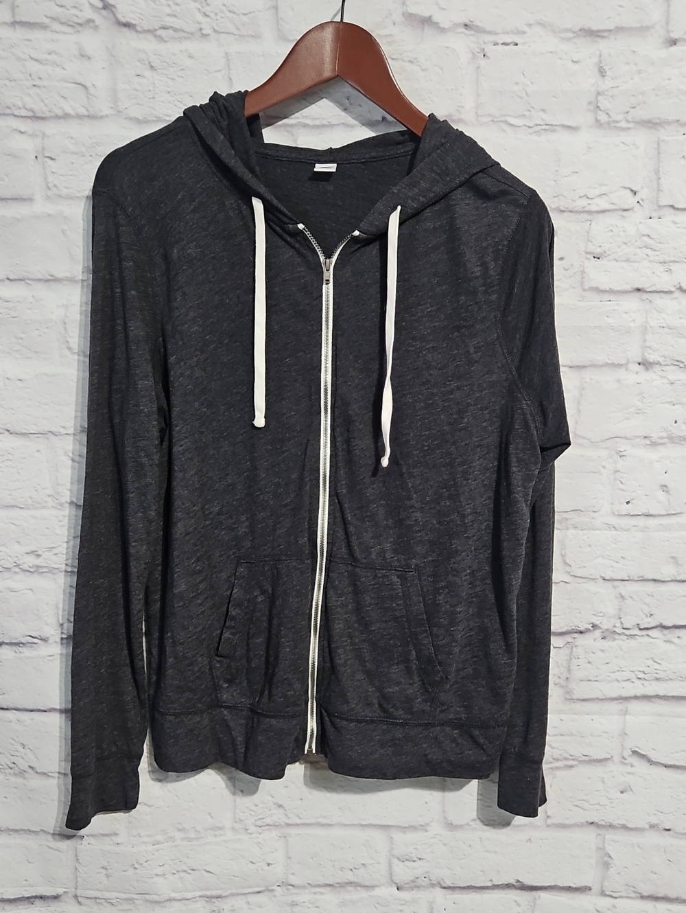 Old Navy Charcoal Gray Zip-Up Hooded Thin Sweatshirt